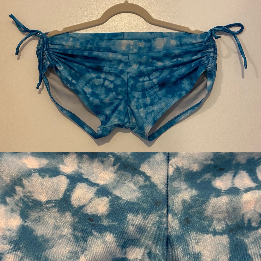 Blue Tie Dye Side Tie Shorts One Size ✨